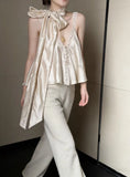 MQTIME  -  French Style Retro Silk Patchwork Lace Tops Sleeveless Vest Shirt Sexy Summer Women Pullovers Blouse