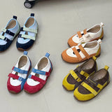 MQTIME  -  Summer Style Children's Girls Fashion Color-blocking Round-toe Flat Mary Jane Shoes Kids Toddler Princess Casual Sneakers