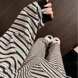 MQTIME  -   Contrast Stripe Pajama Set Women Autumn Lapel Collar Long Sleeve 2Pcs Wearable Outside Home Loungewear Casual Nightwear Ladies