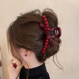 MQTIME  -  Fall-Winter New Arrival Hair Accessories Large Anchor Red Hair Claw High-end Chrismas Red Claw Clip Butterfly Claw Clip