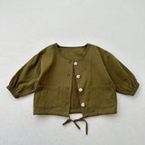  MQTIME  -  Autumn New Children Long Sleeve Coat Solid Baby Boys Vintage Jacket Fashion Kids Girls Casual Cardigan Toddler Clothes