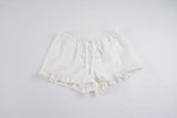 MQTIME  -  Elastic Waist Drawstring Low Waist Thin Versatile Hot Pants Women's Hollow Ruffle Edge Lace-up Beach Shorts