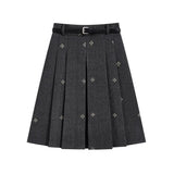 MQTIME  -   Retro age-reducing pleated spring and autumn new  versatile high-waisted temperament skirt skirt autumn and winter