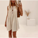 MQTIME  -  Cross border Foreign Trade Summer New Women's Round Neck Strap Dress from Europe and America