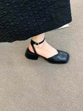MQTIME  -  Summer Hollow Out Pure Color Sandals Woman Non Slip Casual Elegant Shoes Beach Korean Style Buckle Medium Heels Shoes Slim