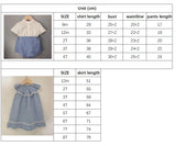 MQTIME  -  Children Boutique Spanish Clothing Summer Boys Girls Blue Short Sleeve Cotton Linen Set Sister Brother Eid Clothes Birthday Suit