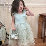 MQTIME  -  Fashion Baby Girl Princess Bow Tutu Layered Dress Sleeveless Infant Toddler Child Tulle Vestido Party Birthday Baby Clothes 1-7Y