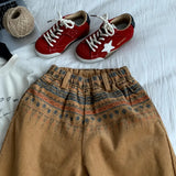 MQTIME  -  Boys Pants Autumn and Winter New Children's Wear Korean Style Boys and Girls Casual Retro Design Printed Corduroy Pants