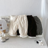  MQTIME  -  Winter New Children Warm Pants Solid Boys Girls Plus Velvet Thick Harem Pants Baby Fleece Corduroy Trousers Kids Clothes