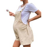 Mqtime Maternity Jumpsuits Knee-length Plus Size Summer Fashion Pregnant Woman Rompers Solid Color Pregnancy Overalls Cotton Clothes