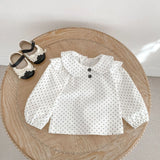 MQTIME  -  Spring New Baby Long Sleeve Clothes Set Baby Girl Peter Pan Collar Polka Dot Tops + Shorts 2pcs Suit Toddler Cotton Outfits