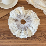 MQTIME  -  Sweet Solid Lace Pearl large Intestine Scrunchie For Women Girls Elegant Hair Tie Elastic Hair Band Rubber Band Hair Accessories