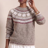 MQTIME  -  Autumn Winter Soft Warm Long Sleeved Sweater Top Fashion Christmas Sweaters Female O Neck Jacquard Loose Knitted Sweater