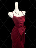 MQTIME  -  Red Celebrity Dress Ruffle Mermaid Spaghetti Strap Red Carpet Anniverasry Meeting Cocktail Dress Long Maxi Party Evening Gowns