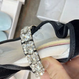 MQTIME  -  Velvet Rhinestone Ballet Flats Shoes Women Shiny Crystal Elegant Mary Janes Shoes Ladies Casual Streetwear Daily Soft Loafers