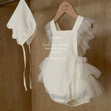  MQTIME  -  New Summer Newborn Baby Girl Romper Flying Sleeve Cotton Mesh Splicing Toddler Baby Girl Jumpsuit 0-24M Baby Girl Clothing