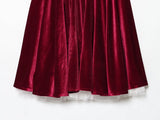 MQTIME  -  French autumn and winter velvet camisole dress wine red puffy dress waist cinching sweet ballet style dress birthday gown
