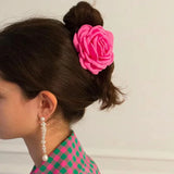 Mqtime Rose flower hair claw fashion women beach hair clips holiday hairpin Hair styling Barrettes Headwear Retro Hair Accessories