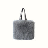 Mqtime Designer Faux Fur Tote Bag for Women Luxury Handbags Autumn Winter Plush Shoulder Crossbody Bags Brand Shopper Purses New