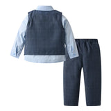 MQTIME  -  Spring Children's Boy Long-sleeve Shirt Waistcoat Long Trousers Gentleman's Bow Tie Full Set Toddler Boys Birthday Party Clothes