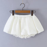 MQTIME  -  Fashion Elastic Low Waist Ruffles Swing Mini Skirts With Bud Shorts Underwear Lining Lace Cuff Skater Skirts Blue White Black