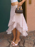 MQTIME  -  Women's Fashion Polka Dot Asymmetrical Hem Party Dress, Boho Style Midi Skirt, Sexy and Trendy, Perfect for Evening Events