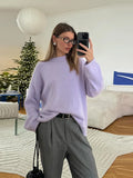 MQTIME  -  Fluffy Mohair Sweater Women Oversize Slouchy Long Sleeve Round Neck Autumn Cozy Knitwear Women Knit Sweet Lady Jumper 2025