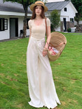 MQTIME  -  Elegant Wide Leg Pants Women High Waisted Side Split Floor Length Trousers Vintage Summer Casual Fashion Baggy Pants New