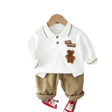 MQTIME  -  New Spring Kids Clothes Set Children Cartoon Bear Polo Shirt + Pants Girls Thin Style Outwear 2PCS