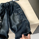 MQTIME  -  Boys Suit Spring and Summer New Childrens Clothes Boys Baby Foreign Cool and Handsome Wash Denim Two-piece Set Simple