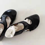  MQTIME  -  Spring Summer Fashion Hollow out Soft Leather Women Ballet Flats Comfortable Wedges 2cm Heeled Lazy Walking Loafers Casual Shoes