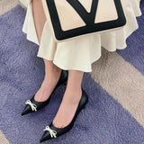 MQTIME  -  Butterfly Knot Color Blocked Single Shoes for Women New Style Pointed Shallow Mouth Slim Heel High Heels