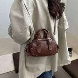 MQTIME  -  Vintage Y2K Aesthetic Fashion Mini PU Leather Rivet Buckle Crossbody Bag Shoulder Bags HandBag Purse Woman Bags