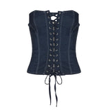 MQTIME  -  Primary Color Knitted Strap Tube Top Low Waist Short Pleated Skirt Fashion Personality Spice Girl Casual Suit