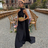 MQTIME  -  Elegant Satin Long Dresses Women Chic Fashion Solid Slim High Waits Female Robe With Ribbon Summer Lady Party Vestidos 2025 New