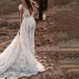  MQTIME  -  Elegant White Lace Maternity Bride Photoshoot Dress V Neck Long Train Maxi Gown Floral Pregnancy Outfit Beach Baby Shower Wear