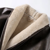 MQTIME  -  Fashion Retro Leather Women's Coat Winter Warm Windproof Plush Lining Coats with Belt Women Solid Turndown Collar Outerwears