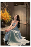 MQTIME  -  Women's Elegant Ruffles Long Dresses Fashion Spaghetti Strap Sleeveless Princess Party Dress Summer Slim Waist Casual Vestidos