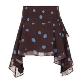  MQTIME  -  Temperament Vintage Polka Dot Print Irregular Design A-LINE Short Skirts