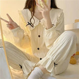 MQTIME  -   Long-sleeve Long-pants Pajamas Women Spring Autumn Woman Student Loungewear Set Soft Homewear Girls Casual Everyday Wear Ladies