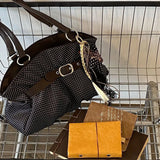  MQTIME  -  Retro Belt Buckle Polka Dot Tote Bag Large Capacity Pleated Handbag, Versatile Shoulder Crossbody Bag For Women Students Commute