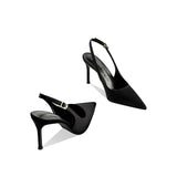 MQTIME  -  Summer New Pointed Head Shallow Mouth One-word Buckle Strap Thin Heel Sandals Women's Bag Head Empty High Heels