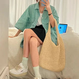 MQTIME  -  Weave Tote Bag Large Capacity Summer Beach Straw Handbag and Purse Female Bohemian Shoulder Bag for Women Ladies Travel Bag