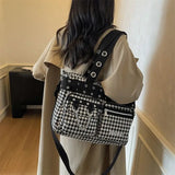 MQTIME  -  Korean Y2K Retro Strap Grid Large-capacity Tote Bag Commuting Storage Bags Crossbody Bag Shoulder Bags Woman Bag Handbag