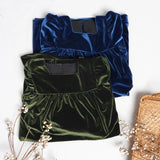  MQTIME  -  Girls Velvet Dress With Gorgeous Sleeves Chic Sapphire Blue Christmas Party Vintage Dresses Children's Autumn Clothes
