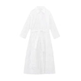 MQTIME  -  New White Midi Dress Long Sleeve Embroidery Blouse Dress Regular Fit Fashion Women's Dress Mujer Chic Vestidos