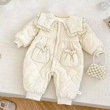 MQTIME  -  New Winter Toddler Baby Girl Thicken Warm Romper Long Sleeved Hooded Print Baby Jumpsuit Children Thicken Warm Clothes