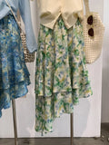 MQTIME  -  Summer Vacation Irregular Flower Print High Waist A-LINE Patchwork Fashion Skirts