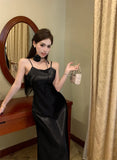 MQTIME  -  Elegant Dresses Women Ribbon Sleeveless Sexy Slim Satin Spring Backless Mermaid Dress Party Vintage Temperament Female