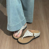  MQTIME  -  French Polka Dot Flat Bottom Sandals Women's leopard print Summer New Outdoor Wear Skirt Anti-Slip Cool Sandals Women Outdoor